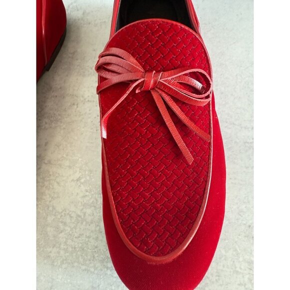 NIB Bottega‎ Veneta Men\'s Velvet Red Loafers Size 40 EU/ 7US